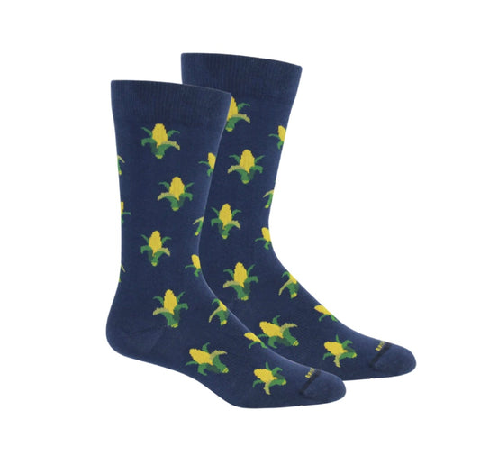 maize corn socks, insignia blue | brown dog