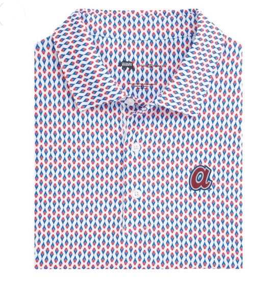 atlanta braves cooperstown feather printed performance polo | onward reserve