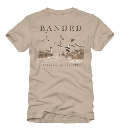 flying mallards short sleeve tee, tan | banded