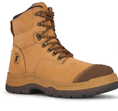 RockRooster Kimberly Tan 7 inch Zip-sided Steel Toe Leather Work Boots