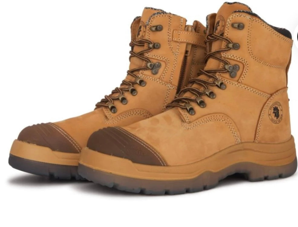 RockRooster Kimberly Tan 7 inch Zip-sided Steel Toe Leather Work Boots