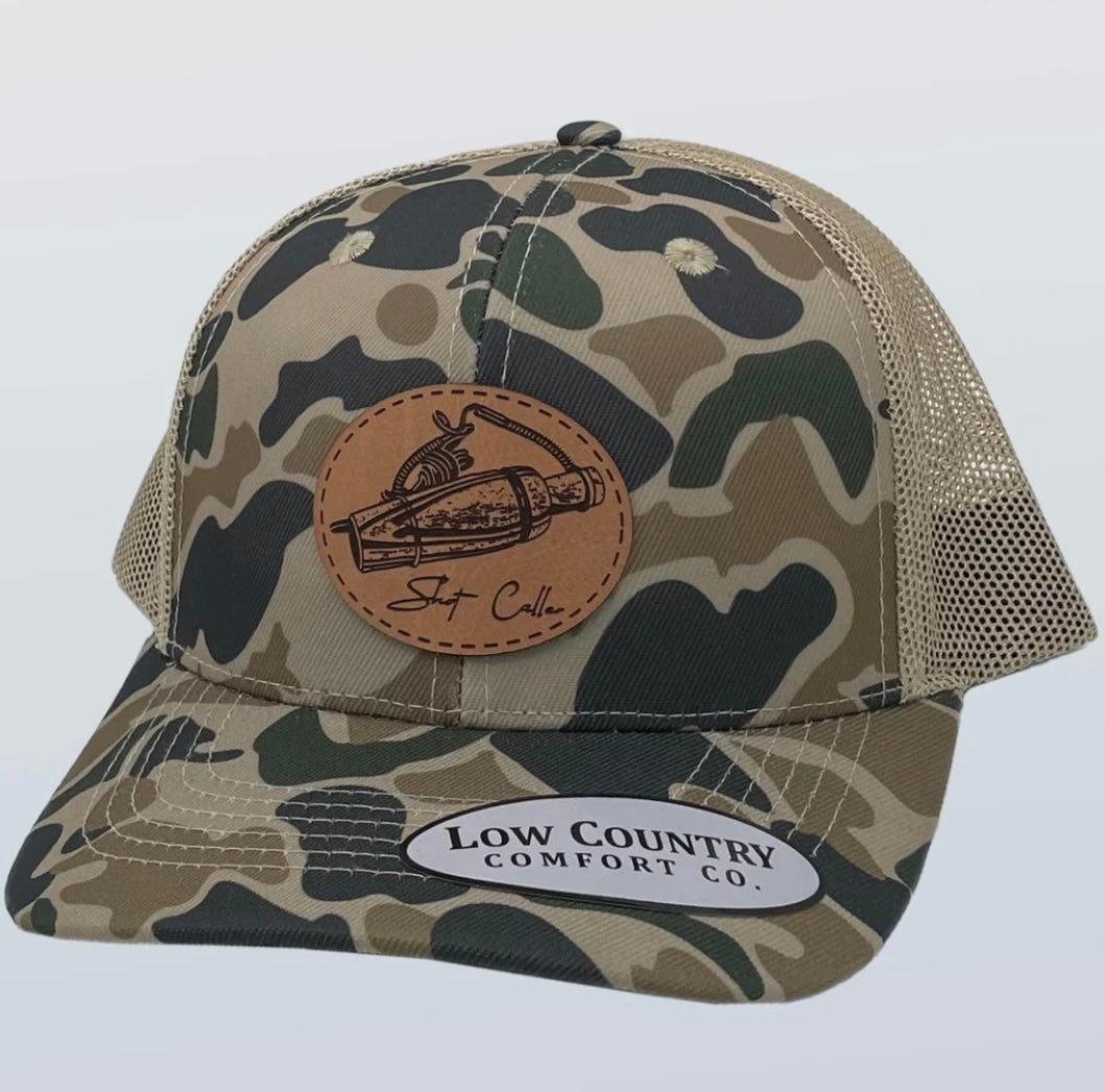 shot caller duck call patch hat, OS camo low country comfort
