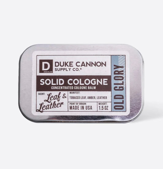 solid cologne, old glory leaf and leather | duke cannon