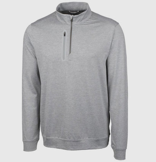 stealth heathered quarter-zip, polished | cutter & buck