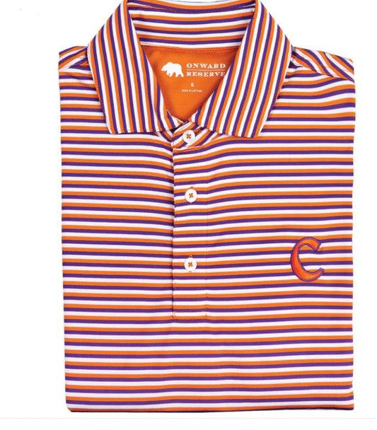 triple stripe clemson c polo | onward reserve