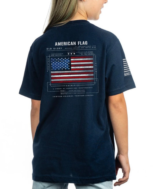 youth American flag schematic, navy | nine line