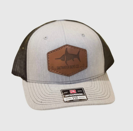 YOUTH leather logo hat khaki | saltwater boys