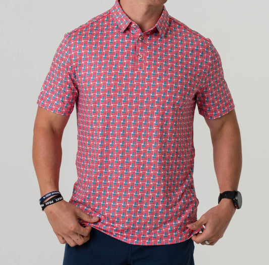 performance polo, american flag print | burlebo