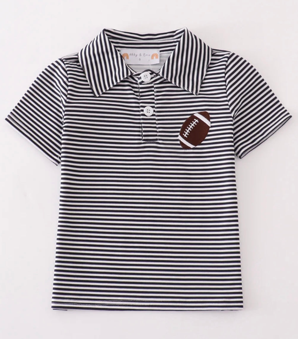 football polo, navy stripe