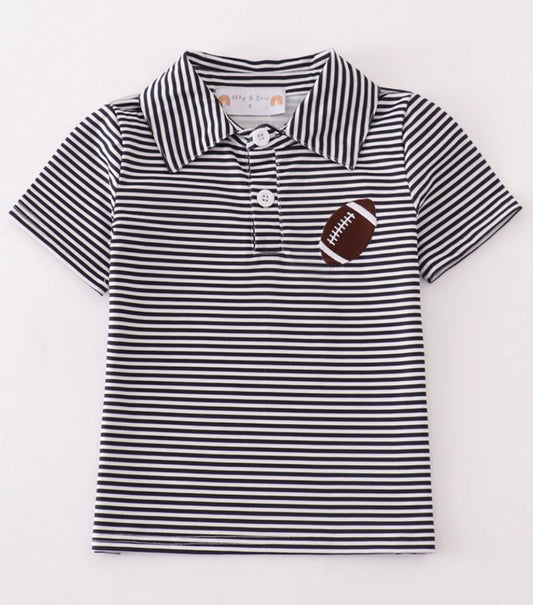 football polo, navy stripe