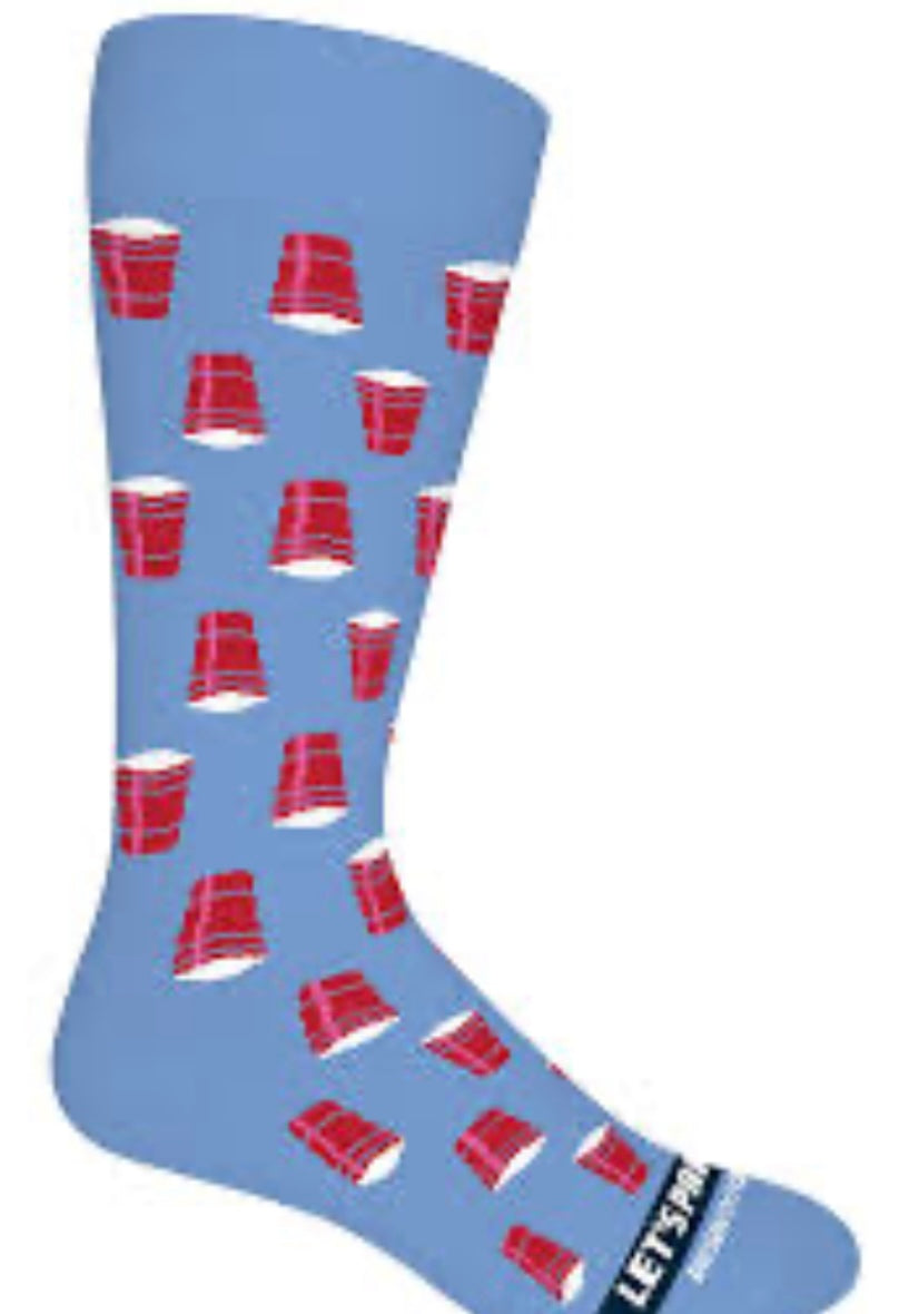 party cup socks, della blue | brown dog