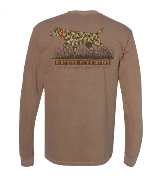 old school pointer long sleeve, espresso | southern fried cotton