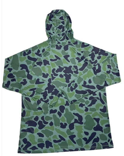 ole boy performance hooded tee, green duck camo