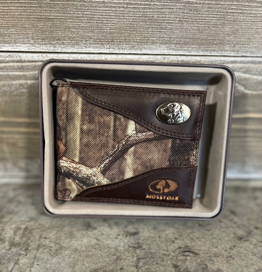 mossy oak & leather pass case wallet, lab | zep-pro