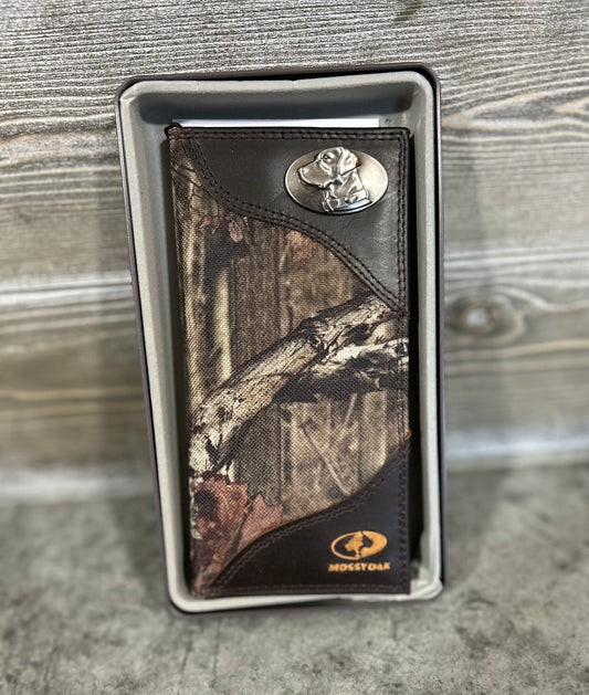 mossy oak & leather roper wallet, lab | zep-pro