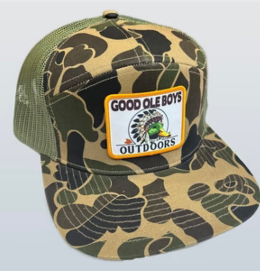 good ole boys red man patch 7p hat, old school/camo laden