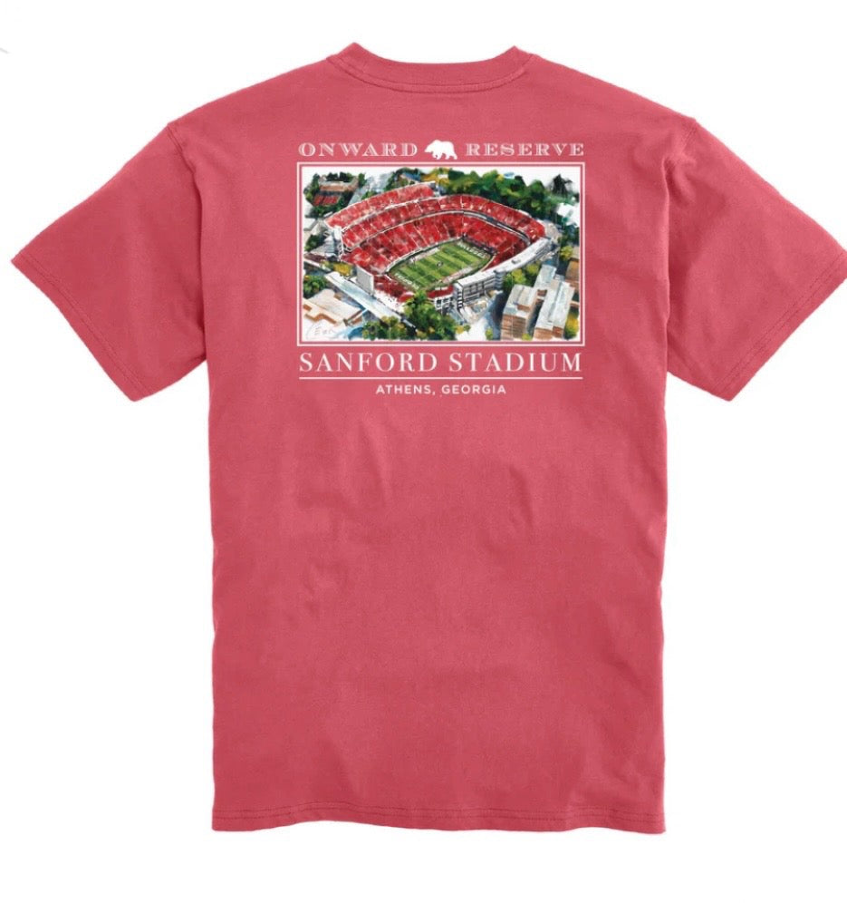 washed red sanford stadium tee