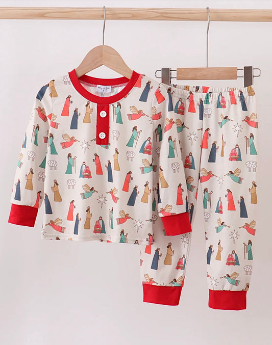 nativity print pajamas