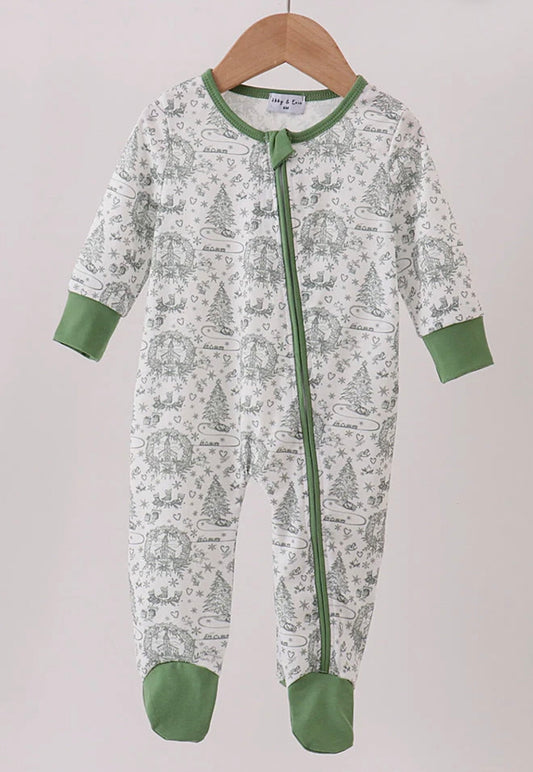 green Christmas tree romper