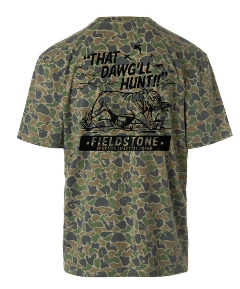 youth backwoods camo bird dawg tee | fieldstone