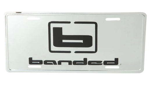 banded license plate, chrome/black