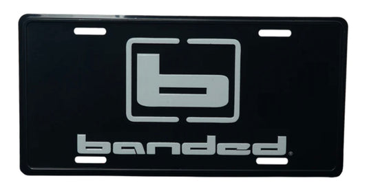 banded license plate, black/white