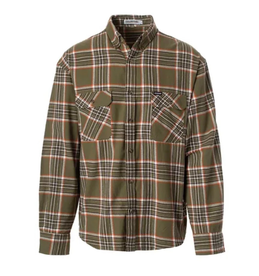 cattleman flannel button-down, green | fieldstone