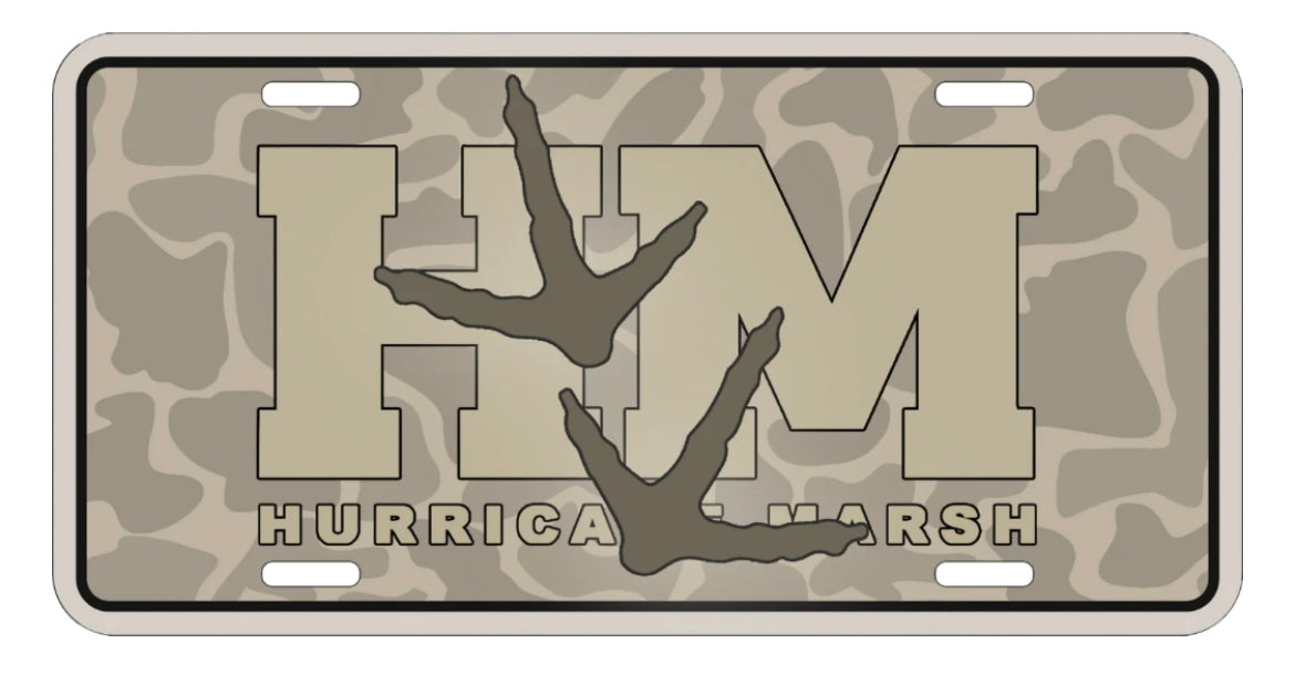 hurricane marsh turkey tracks (light camo) license plate