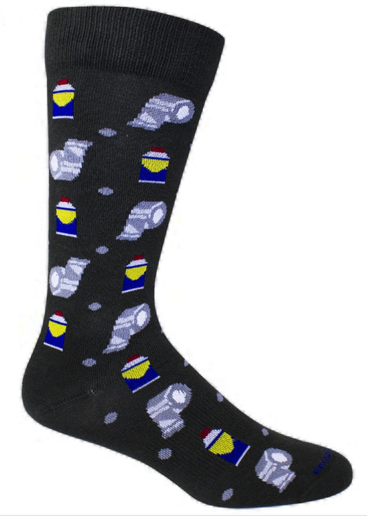 fix it (wd40 & duct tape) socks, black | brown dog