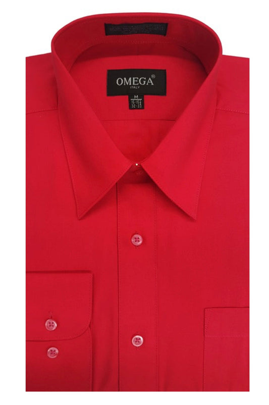 long sleeve dress shirt, red