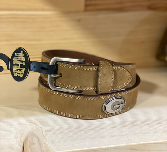 crazy horse lt brown leather belt, UGA | zep-pro