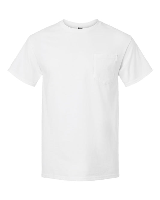 gildan pocket tee, white