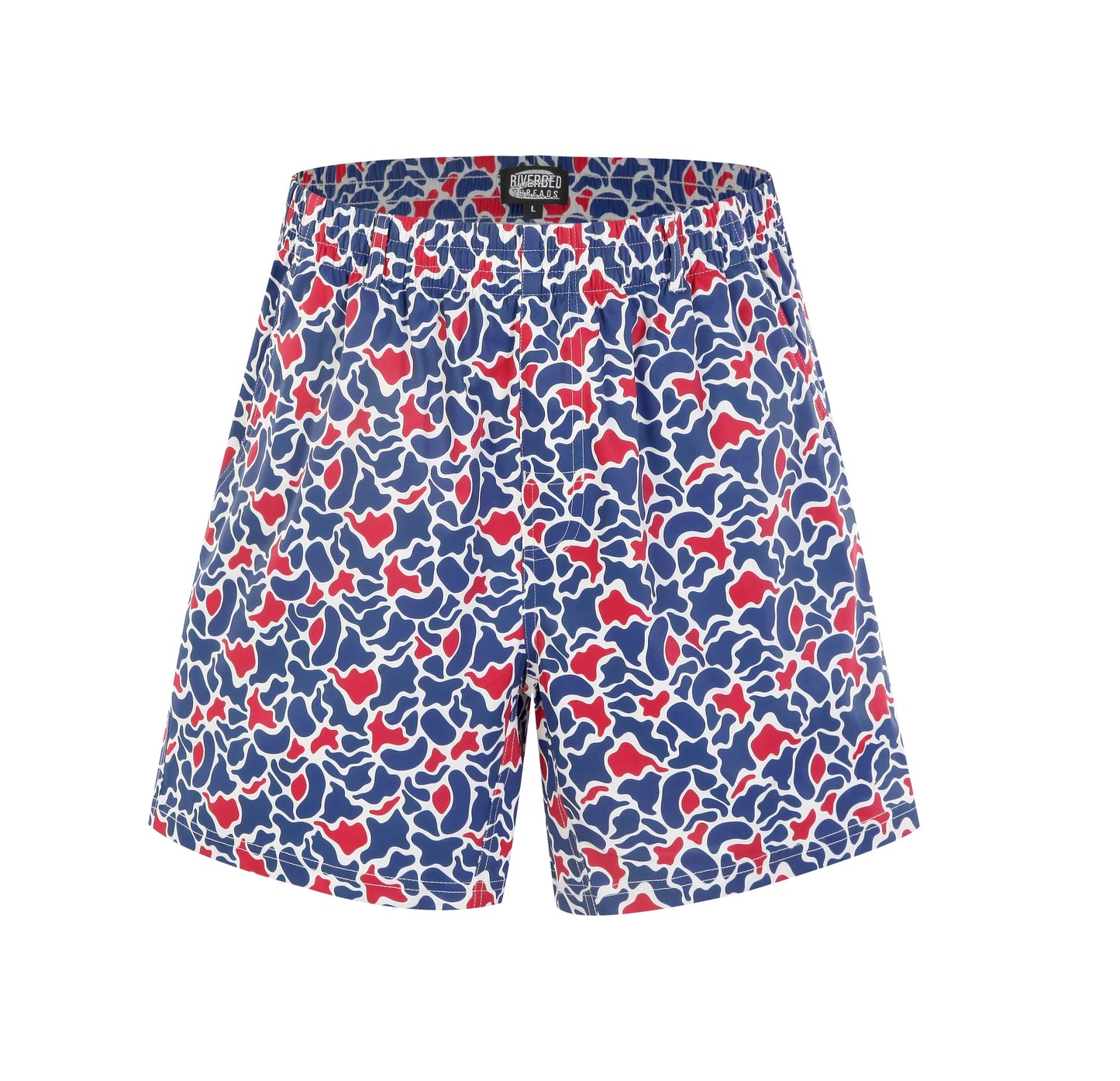 red white and blue old school shorts