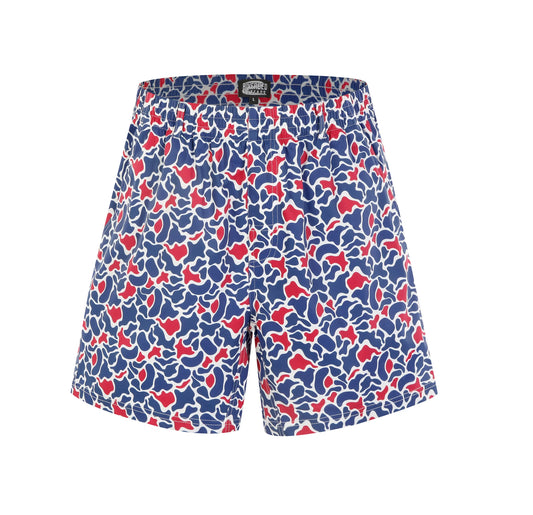 red white and blue old school shorts