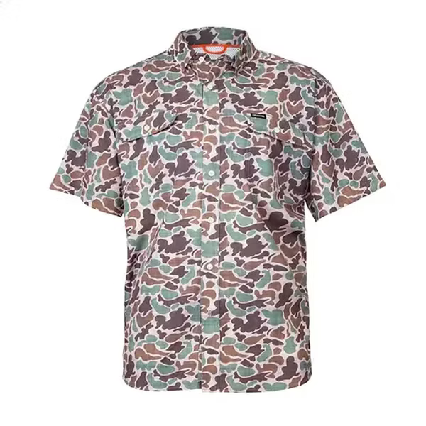 youth s/s camo button-down | fieldstone